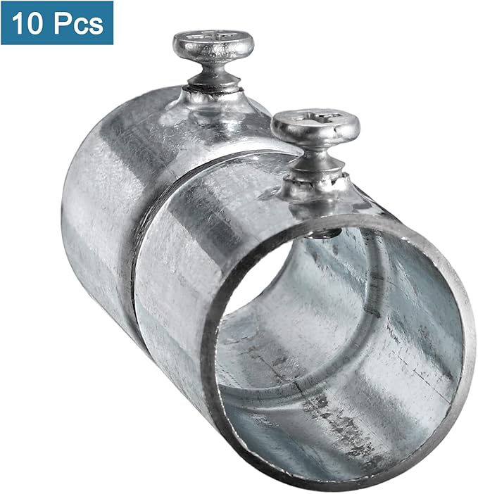 uxcell EMT Coupling, 20mm(13/16 inch) EMT Set Screw Coupling Conduit Fittings 58mm Length Electrical Conduit Pipe Connector 1mm Wall Thick, 10 Pack