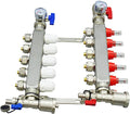 5 Branch PEX Radiant Floor Heating Manifold Set Floor Heating Water Distributor 1/2" Pipe Adapter 304 Stainless Steel and Brass, for Heating Systems