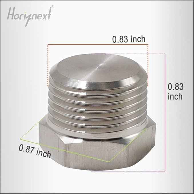 npt 1/2 stainless steel Male Thread hex Head water Pipe Plug, adapt to cap brass socket fitting manifold nut (Pack of 4)