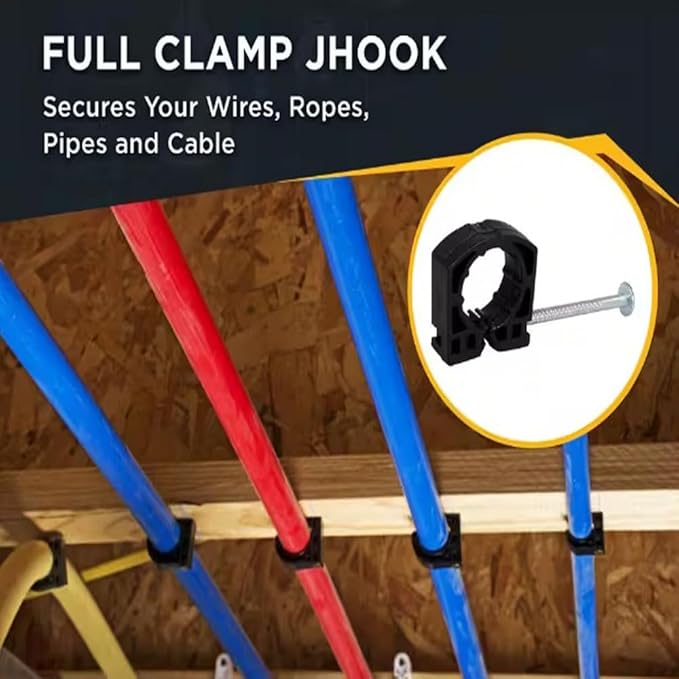 TenKe 25 Pack Full J Clamp J-Hook with S Nail for 1/2 inch PEX Pipe Tubing Support (25PCS 1/2")