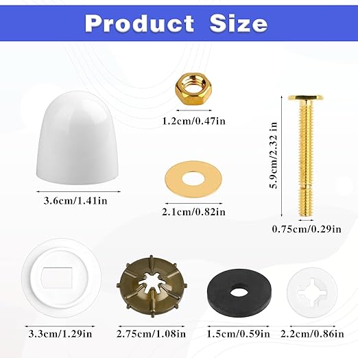 American Standard Toilet Flange Repair Kit - Universal Toilet Bolts and Caps Set, Includes Closet Bolts, Nuts, and Washers