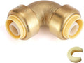 HeSun 100-Pack Pushfit 90 Degree Elbow, 3/4"x3/4" Push to Connect Plumbing Fittings with Disconnect Clip, Brass Push-fit Fittings for PEX, Copper, CPVC, PE-RT Pipes