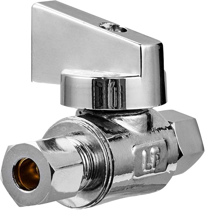 6 Pack Premium Brass 1/4" Compression x 1/4" Compression Angle Valve Quarter Turn Water Straight Angle Valve