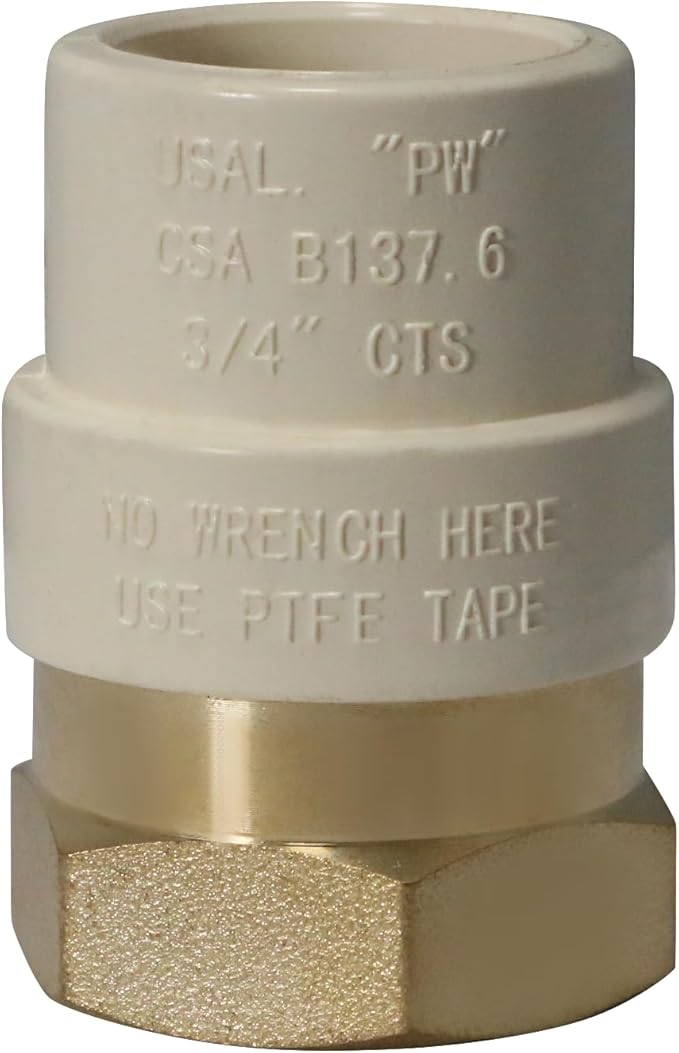 XFITTING CPVC Transition Coupling, 3/4 inch CPVC x 3/4 inch FNPT, Pack of 5