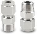 Yoebor Stainless Steel 304 Compression Tube Fitting Straight Adapter Connector with Double Ferrules 1" OD x 1/2" NPT Male,Pack of 2