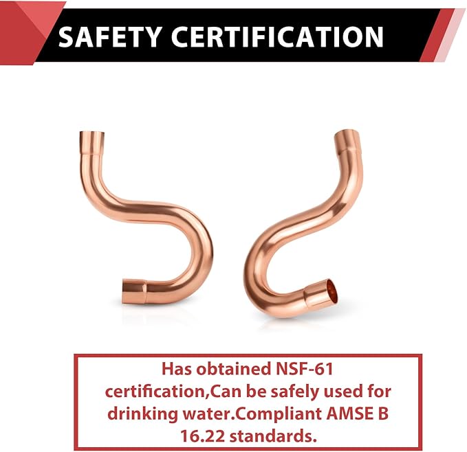 1-Pack EFIELD 1-1/2-Inch Copper Suction Line P-Trap, C x C Sweat Connection, LF Copper Fitting (1-1/2"X1-1/2"),(COPPER116)