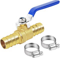 Brass Hose Barb Ball Valve Kit-1pcs 5/8" Heater Hose Shut Off Valve with Stainless Steel Clamps-High Temperature Resistance Shut off PEX Ball Valve for Water, Oil, Gas, Fuel line Fittings