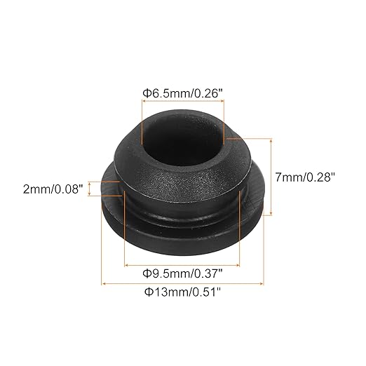MECCANIXITY 20Pcs Snap Rubber Grommet Plug Mount Dia 9.5mm ID 6.5mm Narrow Groove Width 2mm Seal Anti-Scratch for Electrical Box Cable Pipes Black