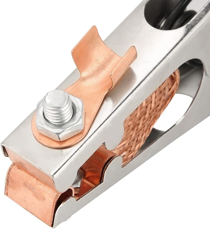 Welding Ground Clamp, 500A Electroplated Welders Grounds Clamps, Copper Braided Wire Welding Grounds Clip with Rubber Grip Ground Clamp for Welder Machine 7.9x3.5x1.2in(US)
