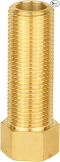 (Pack of 5) EFIELD 1/2" Male Pipe(NPSM) x 1/2" Female Pipe(NPSF) Extension Brass Fitting Adapter, 70MM Length, Hex Connector with Sealing Tape,(NPT139)
