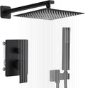 Matte Black Shower System 12 Inch Bathroom Luxury Rain Mixer Shower Combo Set Wall Mounted Rainfall Shower Head and Handheld System Shower Faucet Set Rough-in Valve Body and Trim Kit