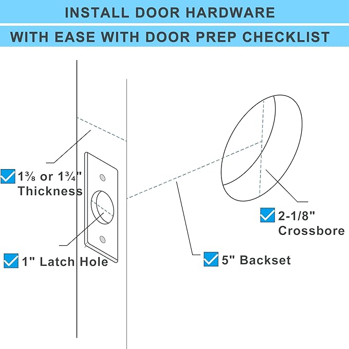 5" Backset Entry Door Latch with Keyed Diff. Knobset, 19/64" (7.6mm) Square Interface with Square Corner Faceplate, Non-Handed, Matte Black
