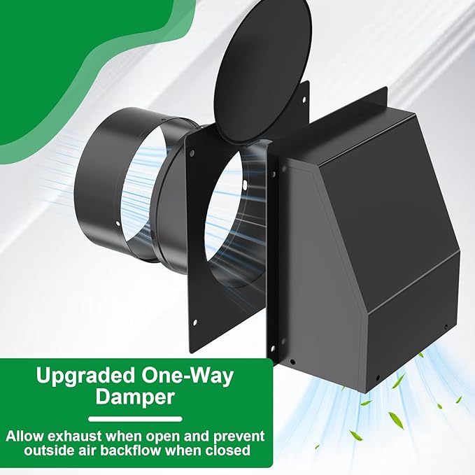 6" Wall Vent with Damper & Screen, Galvanized Steel Wall Mount Exhaust Vent,Outdoor Exterior Air Vent Cover, External Extractor Wall Vent Hood for House Kitchen Range Hood Air Ventilation