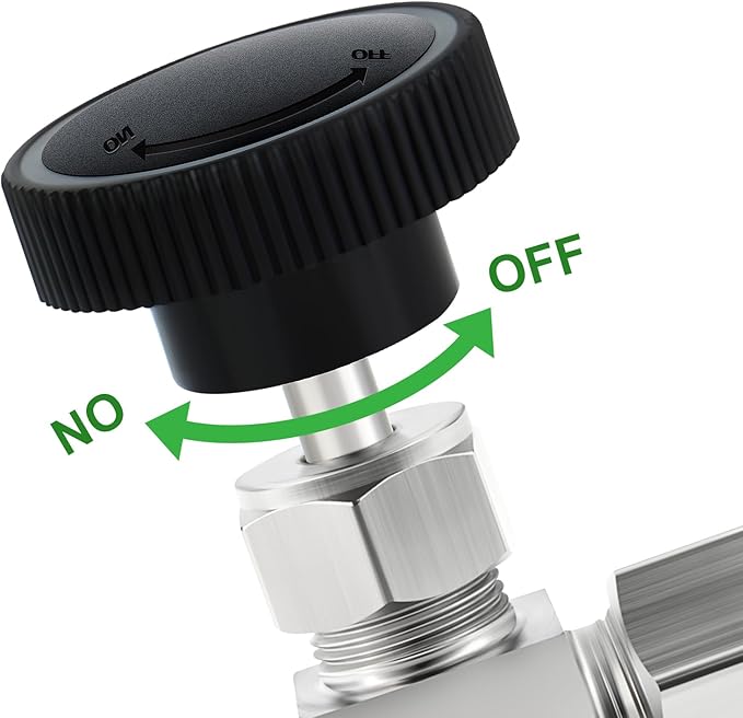 TAISHER 1PCS 304 Stainless Steel Compression Tube Square 90 Degree Needle Valve 3/8"" Tube OD x 3/8"" Tube OD For Flow Control Water Gas Oil, Silver