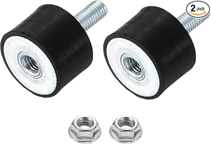 uxcell M8 Rubber Mounts, 2Pcs 30x20mm(DxH) Rubber Cylindrical Anti Vibration Isolator Shock Absorber with Lock Nut for Car Bobbin Generator Air Compressors