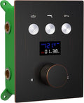 AYIVG Oil Rubbed Bronze Thermostatic MIxing Valve 3 Way Shower Diverter Valve Temperature Display Concealed Shower Flow Control Valve or Bathroom Shower System Can Run Together