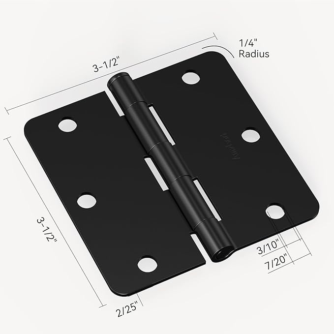 Door Hinges Matte Black - 30 Pack Black Door Hinges 3.5 Inch Rounded Interior Door Hinge with 1/4" Radius Corners - Black Hinges for Doors 3 1/2 Inches Flat Iron Residential Door Hardware