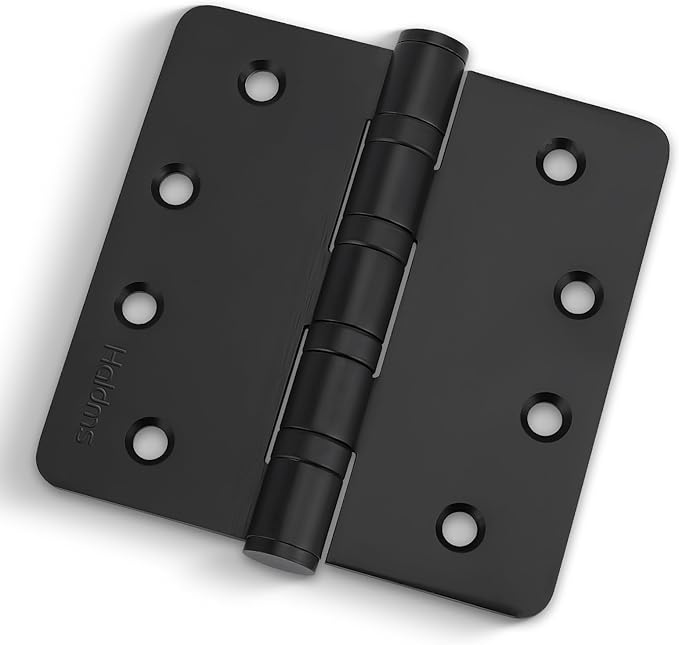 6Pack Haidms Black Door Hinges Heavy Duty Door Hinges Matte Black Ball Bearing Stainless Steel Hinges with 1/4" Radius Corner