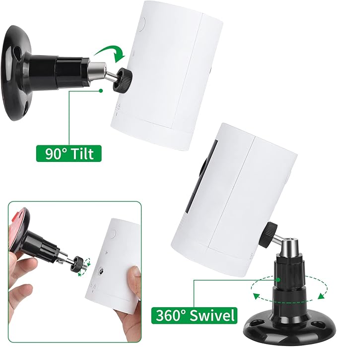 ALERTCAM 2Pack Adhesive Wall Mount for Stick Up Cam & Outdoor Cam Plus, 360 Degree Adjustable Screwless Bracket for Your Surveillance Camera, 2 Ways Installation Without Drilling (Black)