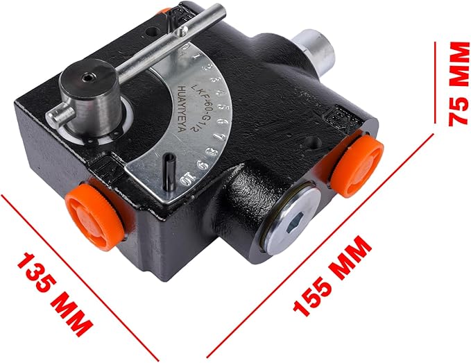 Hydraulic Adjustable Variable Flow Control Valve with Relief, 1/2'' NPT, 500 PSI-3000 PSI, 30GPM, Adjustable Ball Spring Relief Port, FCR51-1/2 PFC51-1/2