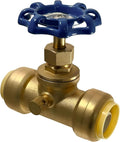 XFITTING 3/4 inch Push Fit Stop Valve with Drain and Vent, Push to Connect Brass Plumbing Fitting, Pex Pipe, Copper, CPVC, PE-RT, HDPE, 2-5-2=1, 1 Piece