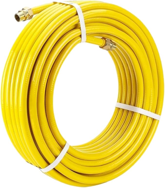 100FT 1/2" CSST Gas Line 1/2in Natural Flexible Gas Line with 2 Male Adapter Fittings, CSST Corrugated Stainless Steel Gas Tubing Pipe Kit for Stove Dryer Heater Gas Propane (100FT)