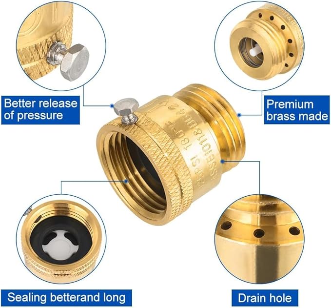 40-Pack EFIELD Anti Siphon Vacuum Breakers Set, 3/4 Inch Backflow Preventer for Garden Spigot, RV, Solid Brass Anti-Backflow Valve with Sealing Tape and washers,(BIBCOCK004-40PCS)