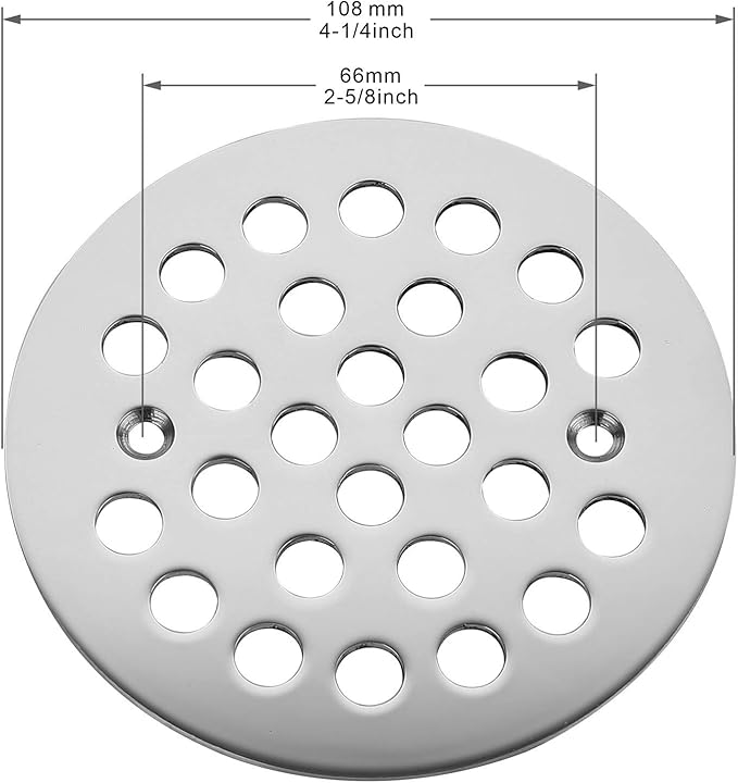 4-1/4Inch Screw-in Shower Strainer Drain Cover Replacement Floor Strainer Floor Drain, (Chrome)