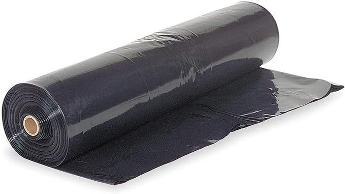 Farm Plastic Supply - Black Plastic Sheeting - 10 mil - (24' x 100') - Polyethylene Vapor Barrier Sheeting, Black Painters Tarp, Roll of Heavy Duty Plastic