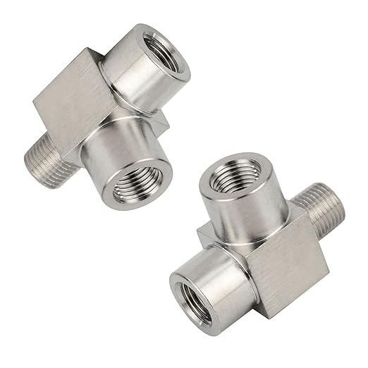 Metalwork 304 Stainless Steel Pipe Fitting, Street Tee, Male Run Tee, 1/4" NPT Male x 1/4" NPT Female x 1/4" NPT Female, 2 Pcs