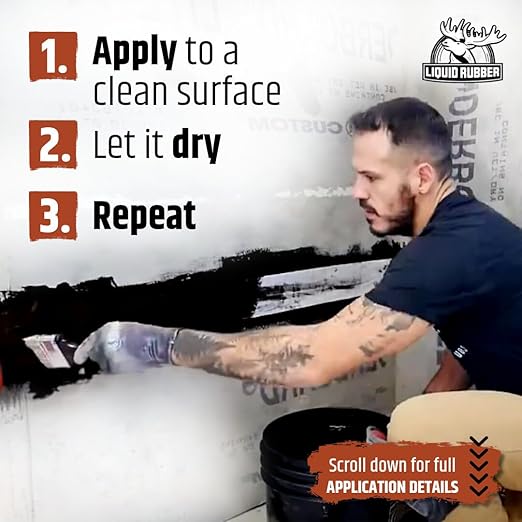 Liquid Rubber Basement and Foundation Repair Sealant - Waterproof Concrete Sealer & Crack Filler - Flexible Coating for Indoor & Outdoor Use - Waterproofing Paint - Black, 1 Gallon