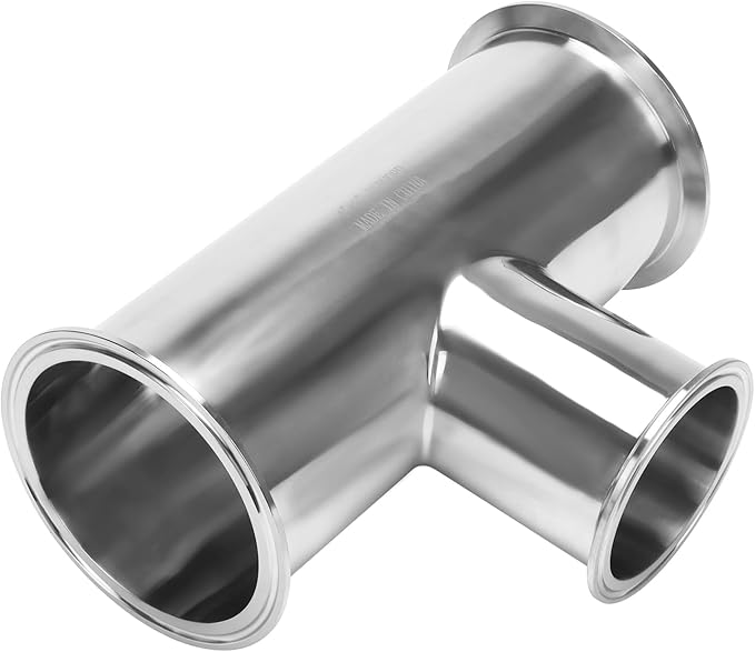 DERNORD Reducing Clamp Tee 3 Way Stainless Steel 304 Sanitary Fitting (Pipe OD: 4 inch x 4 inch x 3 inch)
