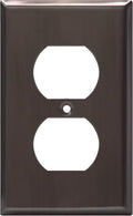 ENERLITES Duplex Receptacle Metal Wall Plate, Stainless Steel Outlet Cover, Corrosion Resistant, Standard Size 1-Gang 4.50" x 2.76", Stainless Steel 201, 7721-BBK, Brushed Black