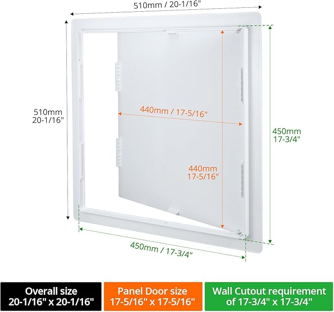 QWORK Access Panel for Drywall - 18x18 Inch Plastic Access Door, Removable Wall Access Panel Compatible with Plumbing & HVAC Systems