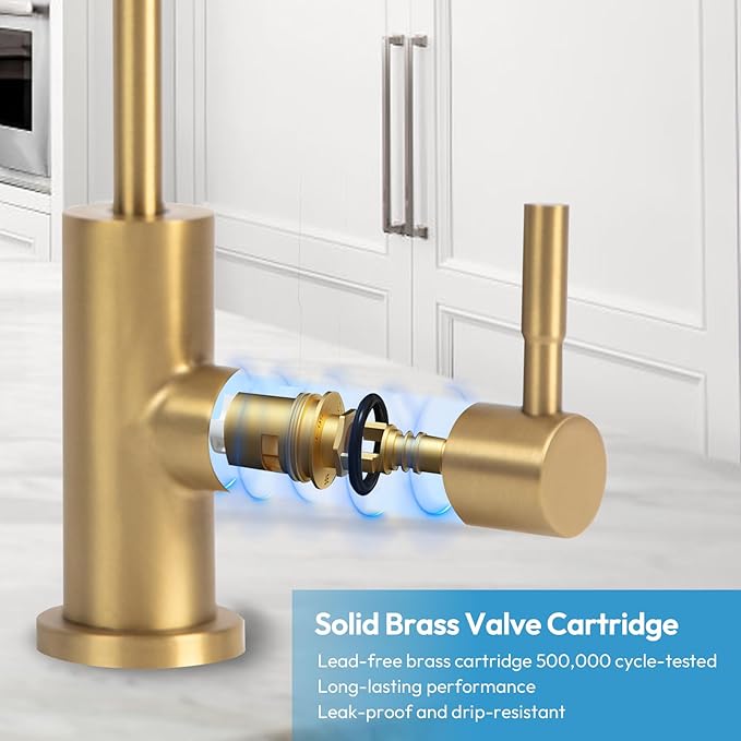 Besdor Reverse Osmosis Faucet, Filtered RO Drinking Water Faucet for Kitchen Sink, Non-Air Gap, 360-degree Rotation, Lead-Free, 304 Stainless Steel, Brushed Gold