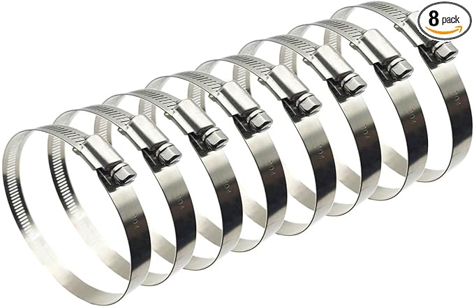 8Pcs 2.5" Adjustable 304 Stainless Steel Duct Clamps Hose Clamp Pipe Clamp Air Ducting Clamp worm drive hose clamps (52mm-76mm)