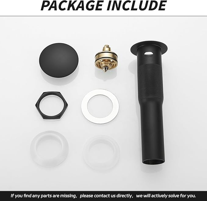 BWE Matte Black One Piece Bathroom Vessel Sink Drain Stopper with OverflowPop Up Drain Assembly with Strainer for Bathroom Vessel Vanity Faucet
