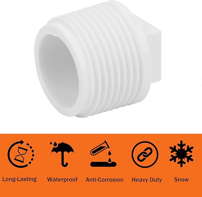 20 Pack 3/4" PVC SCH40 Male Threaded Pipe End Cap Adaptor - PVC Cleanout Plug