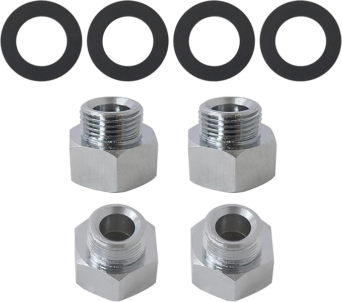 Heavy-Duty Stainless Steel Pipe Adapter 4-Pack, 1/2" Female to 3/8" Male