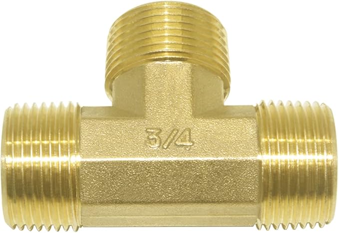 Joywayus Brass 3/4" GHT Garden Hose Threaded Tee Shaped 3 Way Connector Hose Pipe Fitting Coupler Adapter
