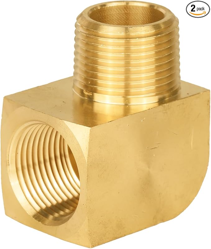 (Pack of 2) EFIELD Extruded 90 Degree Barstock Street Elbow, 1/2 Inch Male NPT Pipe to 1/2 Inch Female NPT Brass Pipe Fittings,(NPT129)