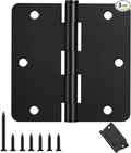 Door Hinges Matte Black - 3 Pack Black Door Hinges 3.5 Inch Rounded Interior Door Hinge with 1/4" Radius Corners - Black Hinges for Doors 3 1/2 Inches Flat Iron Residential Door Hardware