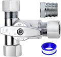 1pc Metal Brass Tube Fitting,Add-A-Tee 3-Way Compression Fitting 3/8-3/8-3/8 Tee Stop Valve 1Pack