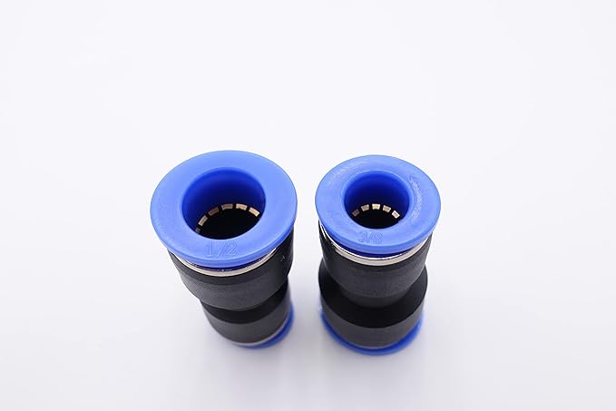 Push to Connect Fitting 1/2" Tube OD x 3/8" Tube OD Reducer, Pneumatic Air Water Straight Union Two Way Connector/Coupler (Pack of 5)