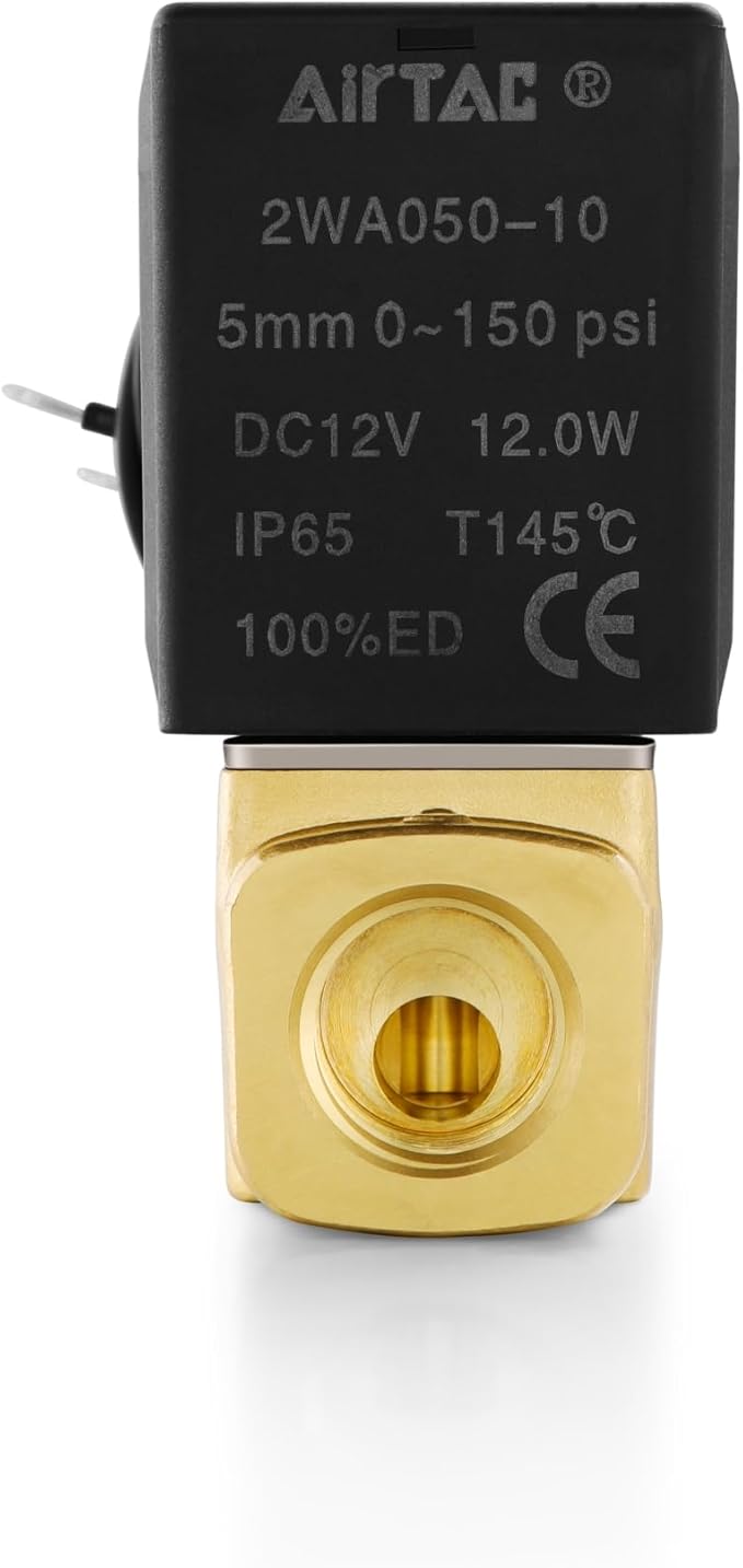 Brass Electric Solenoid Valve AirTAC 2WA050-15 1/2 NPT DC12V Fluid Control 2/2 Way Direct-acting Normally Closed for Water Air Gas Oil