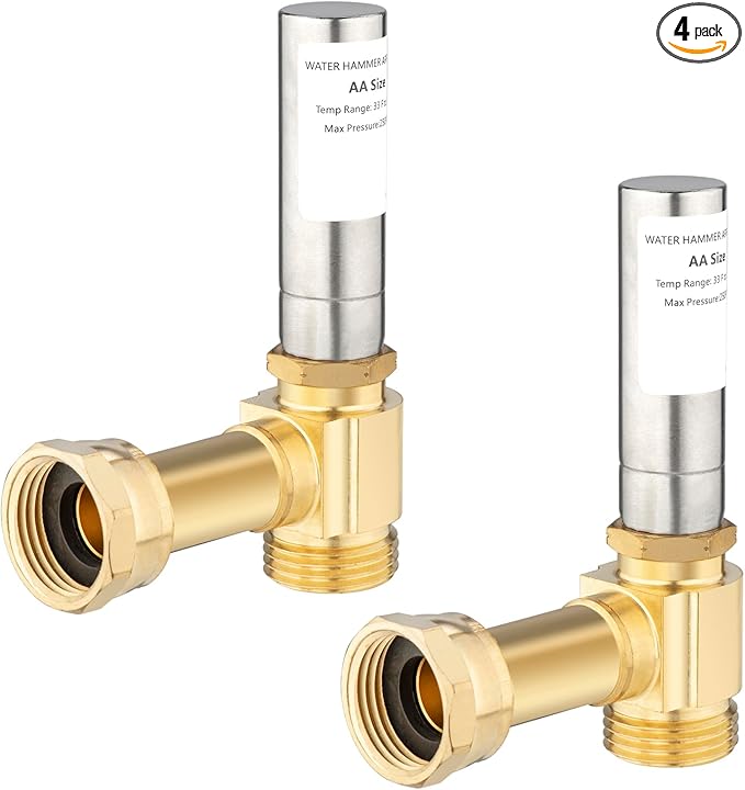 [4 Pieces] Lingmfg Water Hammer Arrestor For Washing Machine, 3/4 Inch Thread Brass LING-WMWHA-SS-A-4