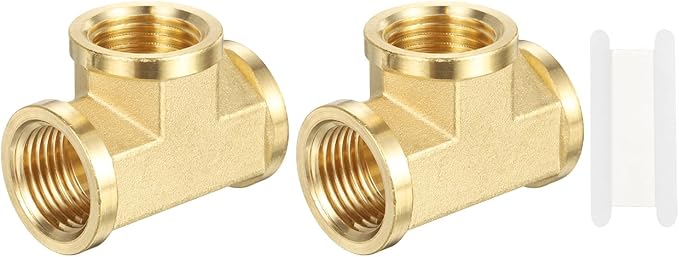 PATIKIL Brass Tee Fitting, 1Pcs 1/2" x 1/2" x 1/2" NPT Female Pipe 3 Way Forged Brass Barstock Street Tee Pipe Fittings for Water Gas Refrigeration