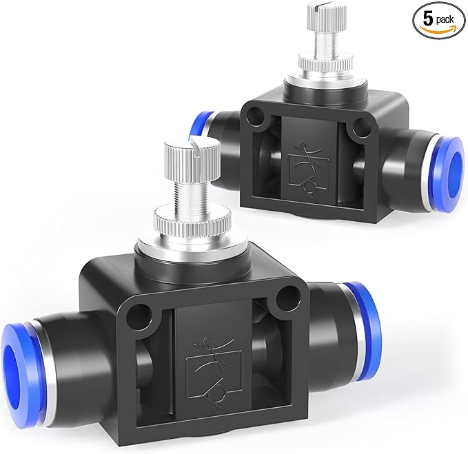 TAILONZ PNEUMATIC Air Flow Control Valve with Push-to-Connect Fitting, in-Line Speed Controller Union Straight - 8MM Tube OD x 8MM Tube OD SCF-8 （Pack of 5）