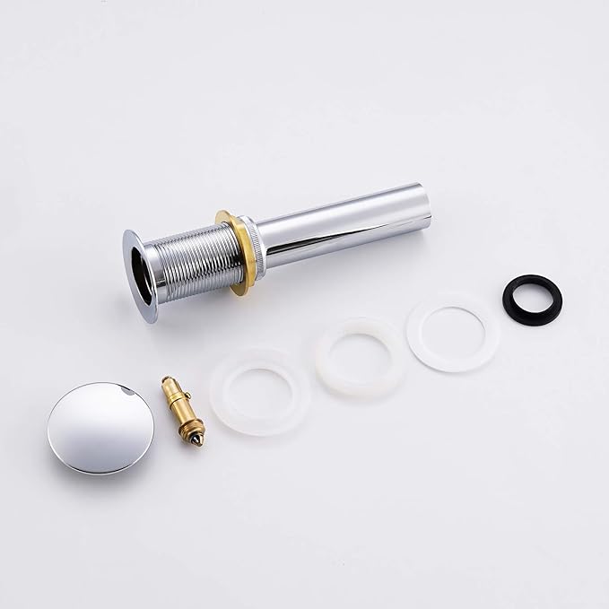 KES Bathroom Sink Drain Pop Up Drain Without Overflow Vessel Sink Vanity Stopper Polished Chrome, All Metal Rustproof Brass and 304 Stainless Steel, S2008D-CH