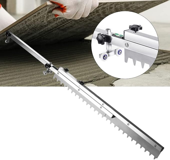 Tile Flat Ash Device, Floor Tile Leveler with Adjustment Knobs, Leveling Flat Sand Tiling Paving Tool, Retractable Gray Paving Tool for Large Wall Tiling Masonry